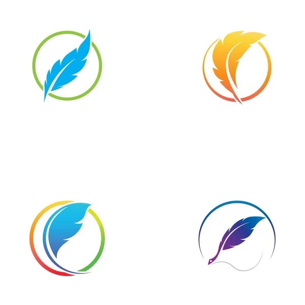 Logo Piuma Illustrazione Simbolo — Vettoriale Stock