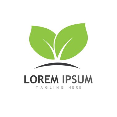 Yeşil ağaç yaprağı ekoloji doğa elementi vektörü logoları