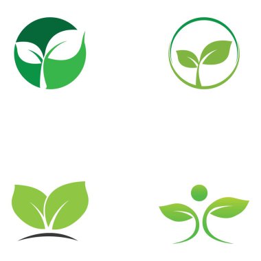 Yeşil ağaç yaprağı ekoloji doğa elementi vektörü logoları