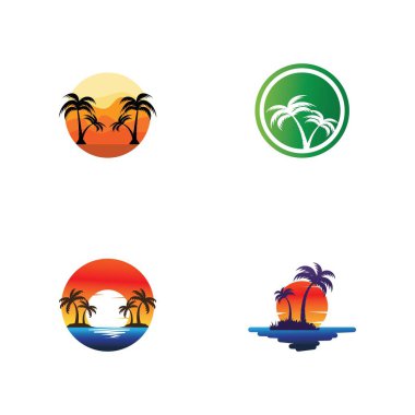 Palmiye ağacı logo şablonu vektör çizimi