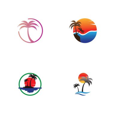 Palmiye ağacı logo şablonu vektör çizimi