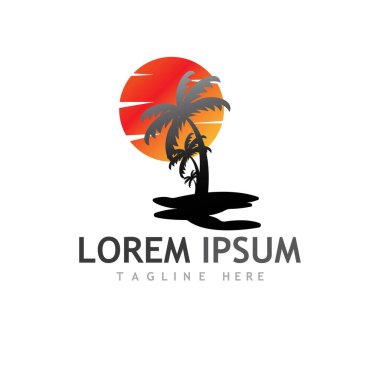 Palmiye ağacı logo şablonu vektör çizimi