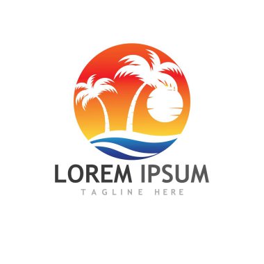 Palmiye ağacı logo şablonu vektör çizimi