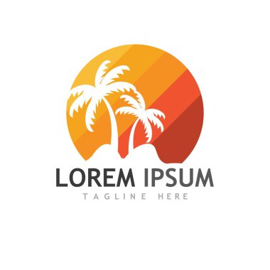 Palmiye ağacı logo şablonu vektör çizimi