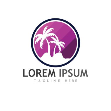 Palmiye ağacı logo şablonu vektör çizimi