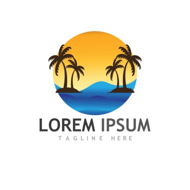 Palmiye ağacı logo şablonu vektör çizimi