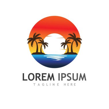 Palmiye ağacı logo şablonu vektör çizimi