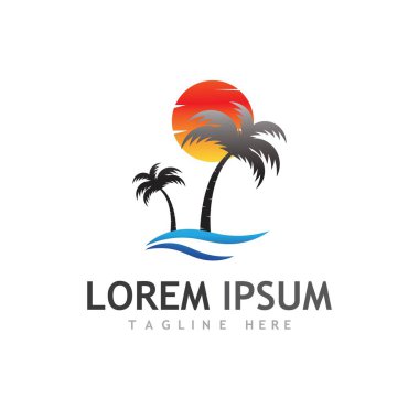 Palmiye ağacı logo şablonu vektör çizimi