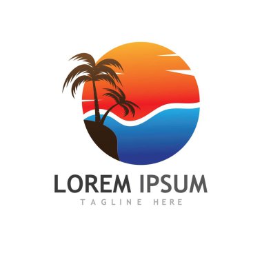 Palmiye ağacı logo şablonu vektör çizimi