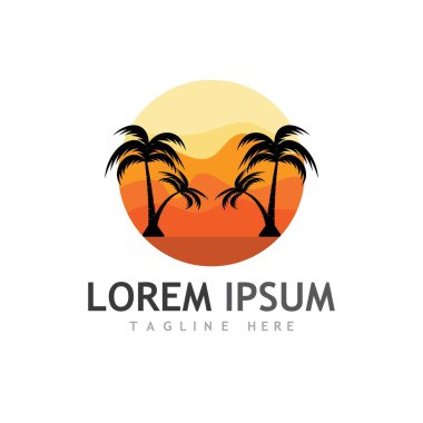 Palmiye ağacı logo şablonu vektör çizimi