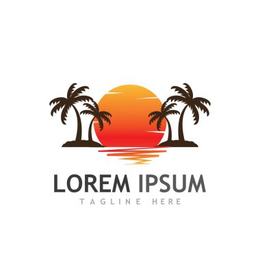 Palmiye ağacı logo şablonu vektör çizimi