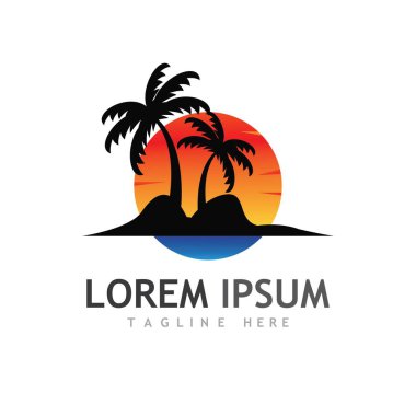 Palmiye ağacı logo şablonu vektör çizimi