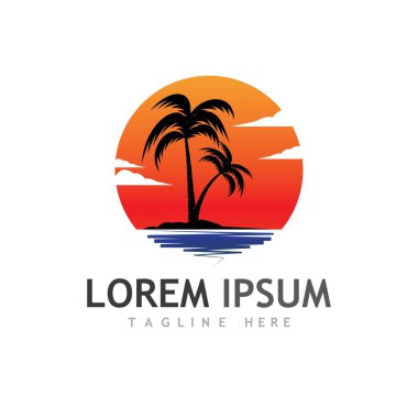 Palmiye ağacı logo şablonu vektör çizimi