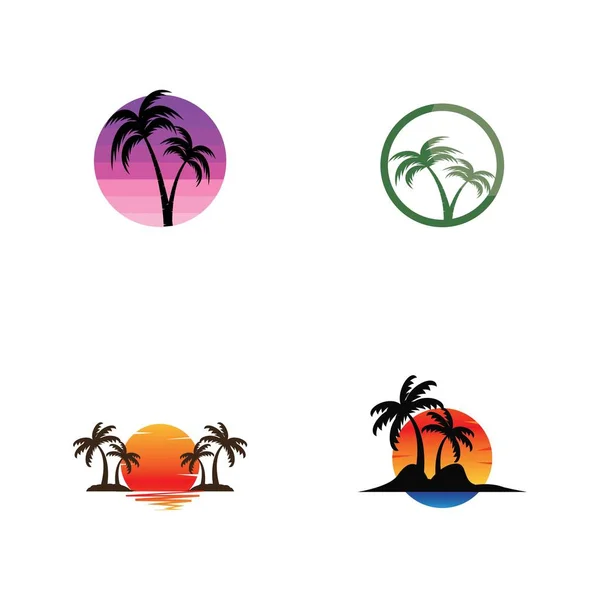 Palmera Verano Logo Plantilla Vector Ilustración — Vector de stock