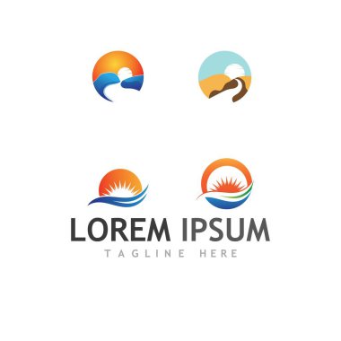 Güneş Vektörü illüstrasyon Simgesi Logo Şablonu tasarımı