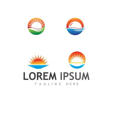 Güneş Vektörü illüstrasyon Simgesi Logo Şablonu tasarımı