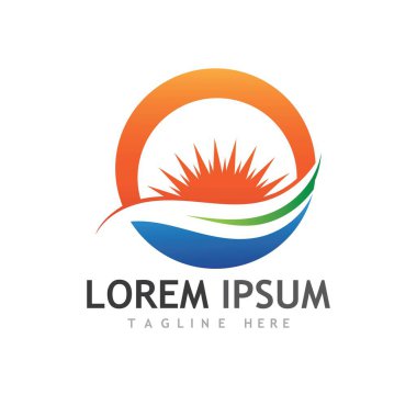Güneş Vektörü illüstrasyon Simgesi Logo Şablonu tasarımı