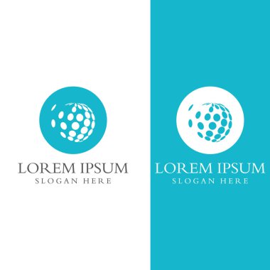 Modern dijital teknoloji dünyasının logosu, küresel ya da teknolojik gezegen ve dijital teknoloji koruması. Vektör konseptli logo.