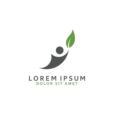 İnsan doğası yaprağı logosu. Yaprak ve insan kombinasyonu logosu vektör konseptiyle.