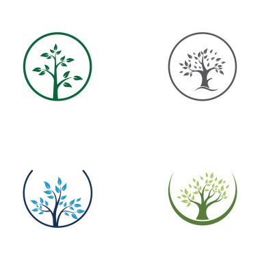Vektör konseptini kullanarak yaşayan ağaç logosu tasarımı.