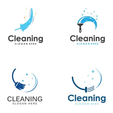 Temizlik logosu, temizlik koruma logosu ve ev temizleme logosu. Vektör tasarım konseptiyle.