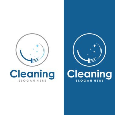 Temizlik logosu, temizlik koruma logosu ve ev temizleme logosu. Vektör tasarım konseptiyle.