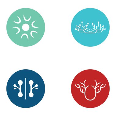 Vektör konseptli nöron logosu veya sinir hücresi logosu.
