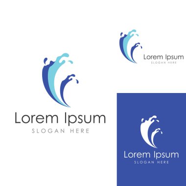 Su dalgası logosu ve deniz dalgası logosu veya sahil su dalgaları, vektör tasarım konsepti ile.