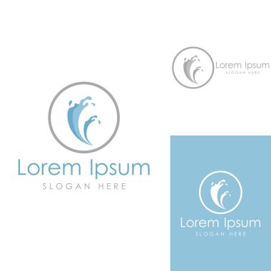 Su dalgası logosu ve deniz dalgası logosu veya sahil su dalgaları, vektör tasarım konsepti ile.