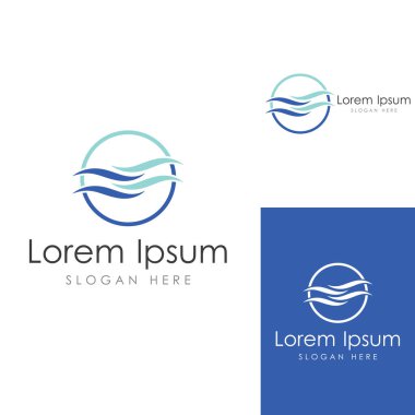 Su dalgası logosu ve deniz dalgası logosu veya sahil su dalgaları, vektör tasarım konsepti ile.