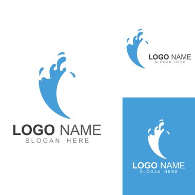 Su dalgası logosu ve deniz dalgası logosu veya sahil su dalgaları, vektör tasarım konsepti ile.