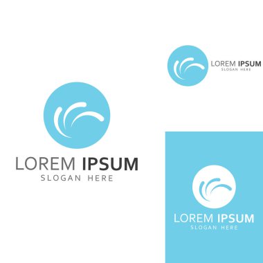 Su dalgası logosu ve deniz dalgası logosu veya sahil su dalgaları, vektör tasarım konsepti ile.