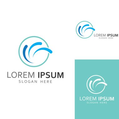 Su dalgası logosu ve deniz dalgası logosu veya sahil su dalgaları, vektör tasarım konsepti ile.