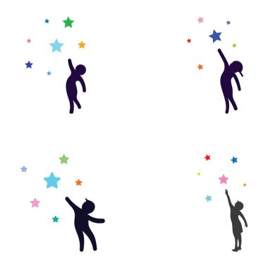 Yıldızlara ulaşmak için bir logo ya da hedefe ulaşmak için bir logo. Vektör tasarımı kavramını kullanan logo.