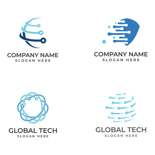 Logo Der Modernen Digitalen Technologiewelt Des Globalen Oder Technologischen Planeten — Stockvektor