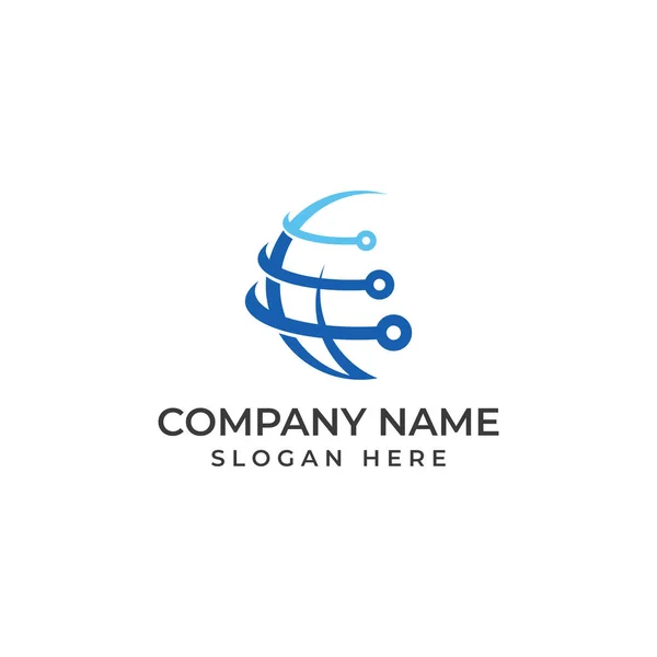 Logo Modern Digital Tech World Global Tech Planet Digital Tech — Stock Vector