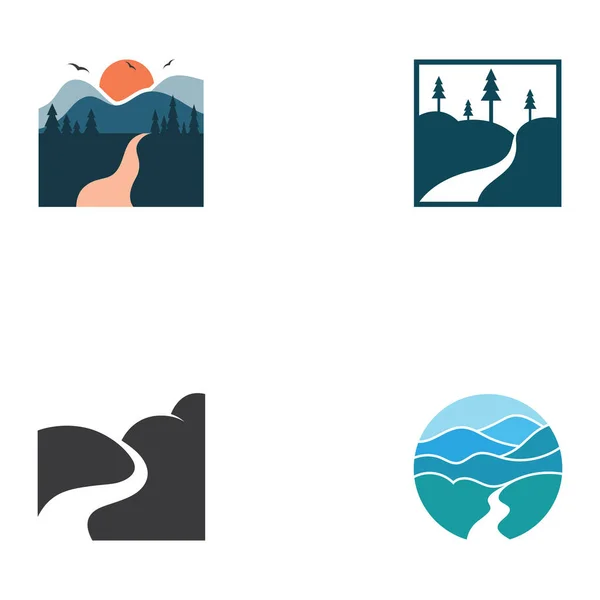 Logos Des Rivières Des Ruisseaux Des Berges Des Ruisseaux Logo — Image vectorielle