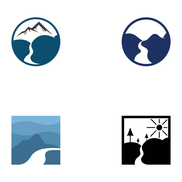 Logos Des Rivières Des Ruisseaux Des Berges Des Ruisseaux Logo — Image vectorielle