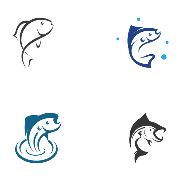 Logo Poisson Poisson Huile Poisson Fruits Mer Icône Restaurant Avec — Image vectorielle