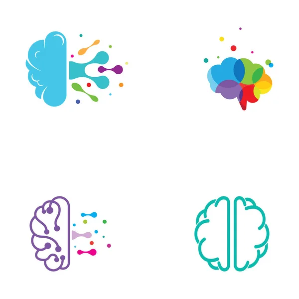 Brain Logo Brain Logo Combination Technology Brain Part Nerve Cells — Stock Vector