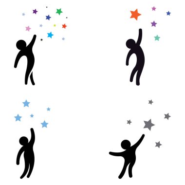 Yıldızlara ulaşmak için bir logo ya da hedefe ulaşmak için bir logo. Vektör tasarımı kavramını kullanan logo.