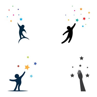 Yıldızlara ulaşmak için bir logo ya da hedefe ulaşmak için bir logo. Vektör tasarımı kavramını kullanan logo.