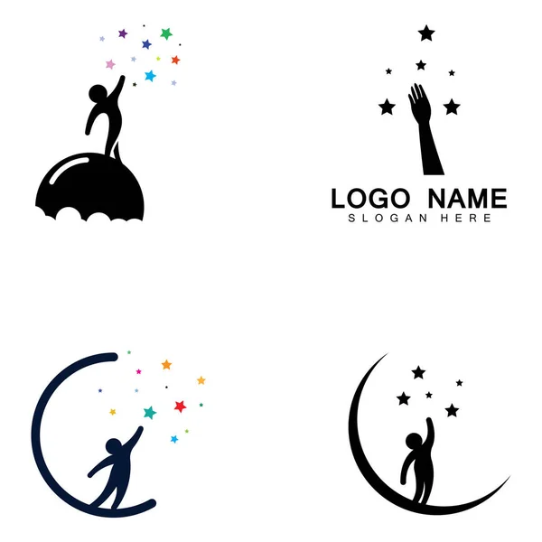 Logotipo Para Alcanzar Las Estrellas Logotipo Para Alcanzar Sueño Meta — Archivo Imágenes Vectoriales