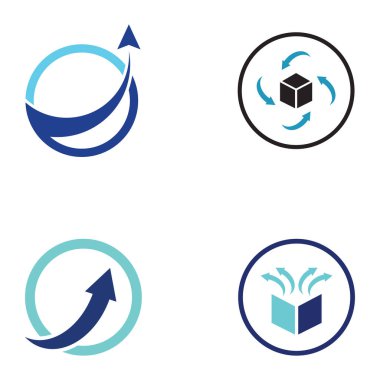 Lojistik şirketi vektör logosu, ok simgesi logosu, hızlı dijital dağıtım logosu.