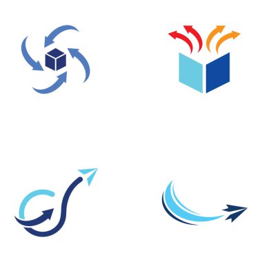 Lojistik şirketi vektör logosu, ok simgesi logosu, hızlı dijital dağıtım logosu.