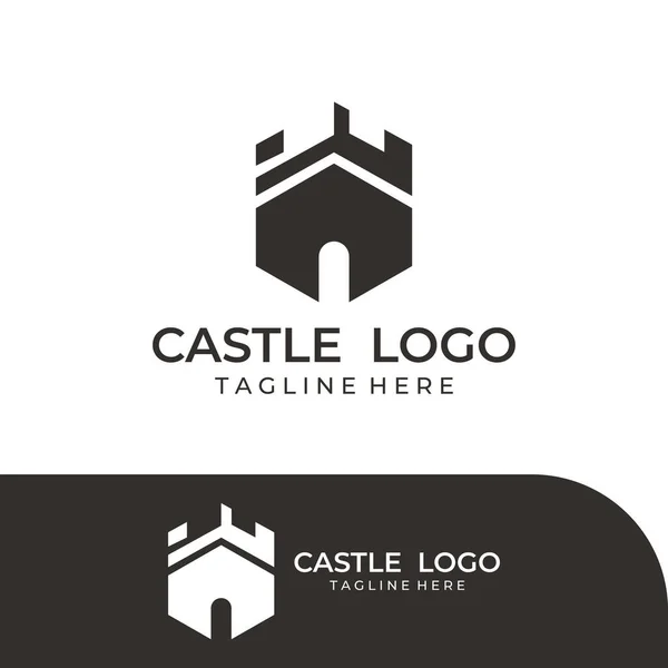 Castle Logo Silhouette Castle Logo Shield Combination — Stock Vector