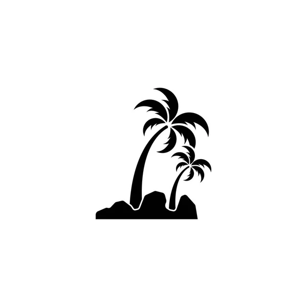 Logo Palmera Palmera Con Olas Sol Usando Edición Ilustrador — Vector de stock