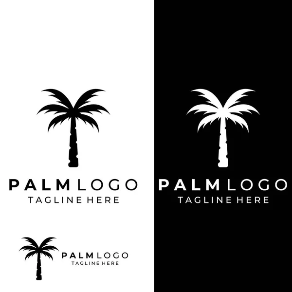 Логотип Пальмового Дерева Долоня Хвилями Сонцем Використання Редагування Ілюстратора — стоковий вектор