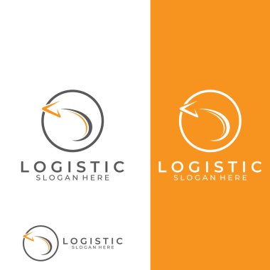 Lojistik şirketi vektör logosu, ok simgesi logosu, hızlı dijital dağıtım logosu.