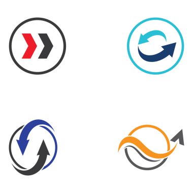 Lojistik şirketi vektör logosu, ok simgesi logosu, hızlı dijital dağıtım logosu.